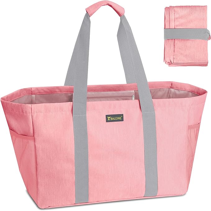 BALEINE Soft 9 Gallon Extra Large Utility Tote, Foldable Reusable Storage Bag (Peach Pink) by BALEINE