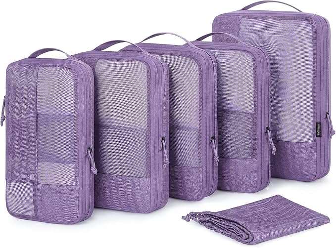BAGSMART Compression Packing Cubes for Travel, 6 Set Luggage Organizer Bags | Fits 20/24/28in Carry-On Suitcases, Compressible Bags Streamline Cruise Travel Essentials, Sturdy Handles, Machine Washable by BAGSMART