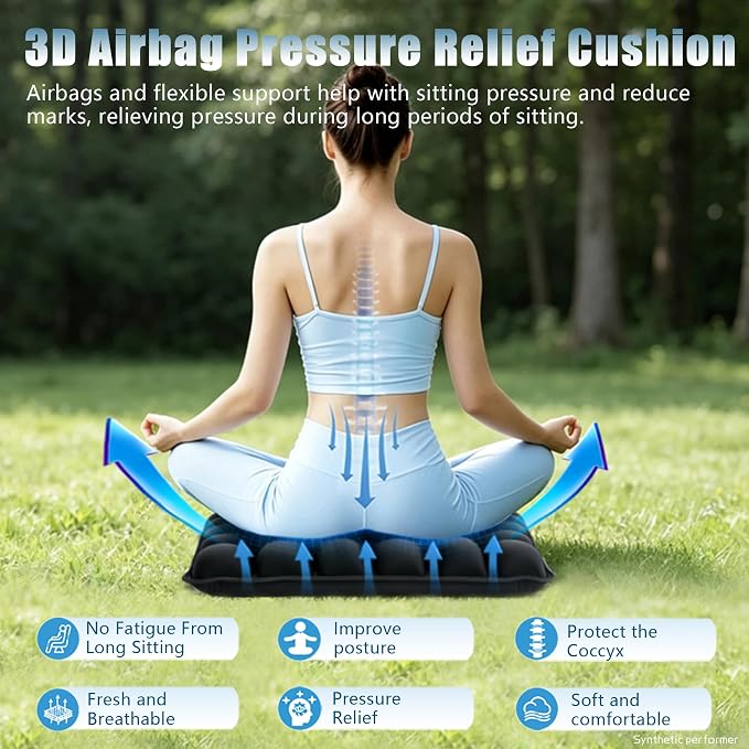 SondlorTravel Cushion Airplane Seat ,Airplane Seat Cushion for Long Flights | Ergonomic Comfort Support,Portable Air Cushion for Travel, Airplane Long Flights, Office, Car & Wheelchair ,Non-slip Bottom - Image 2