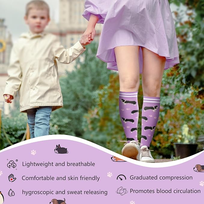 fenglaoda Compression Socks Women Men 4 Pairs, Knee High Support Socks for Running, Sports, Travel, Flight, Nurse - Image 5