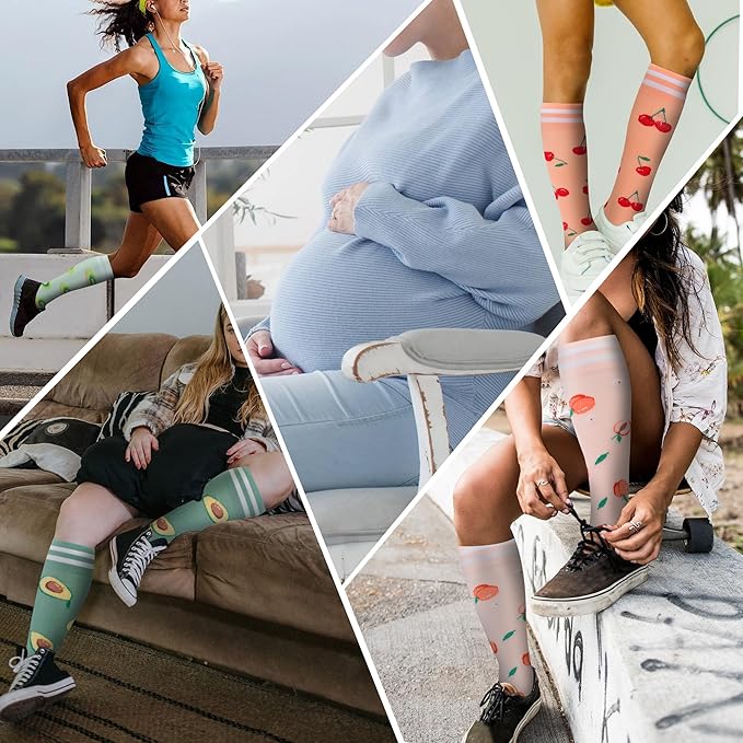 fenglaoda Compression Socks for Women Men Support Circulation 6 Pairs Socks For Nurse, Travel, Flight - Image 6