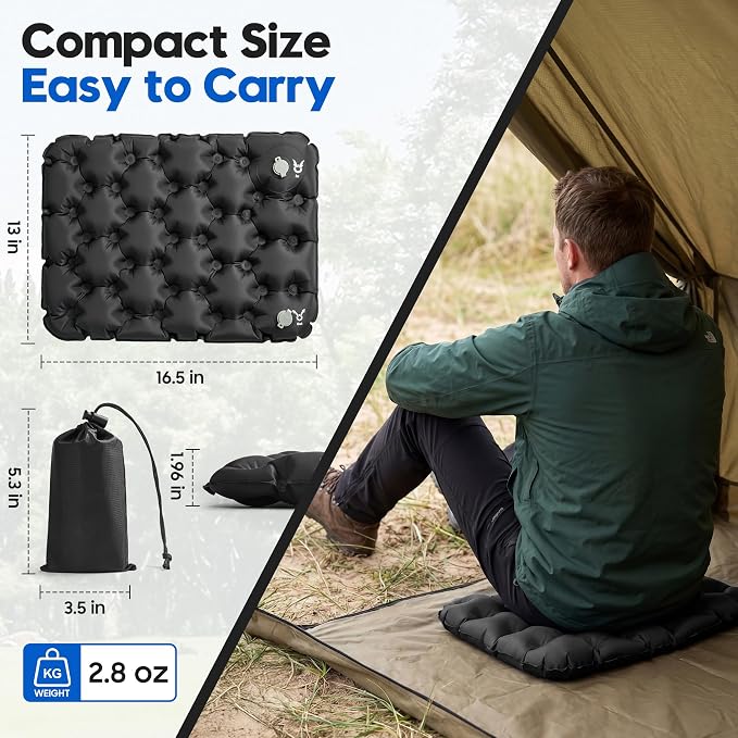 Inflatable Seat Cushion for Stadium & Travel, Built-in Pump Portable Air Seat Pad, Waterproof Bleacher Cushion for Air Travel, Camping, Soccer Games & Outdoor Events - Image 4