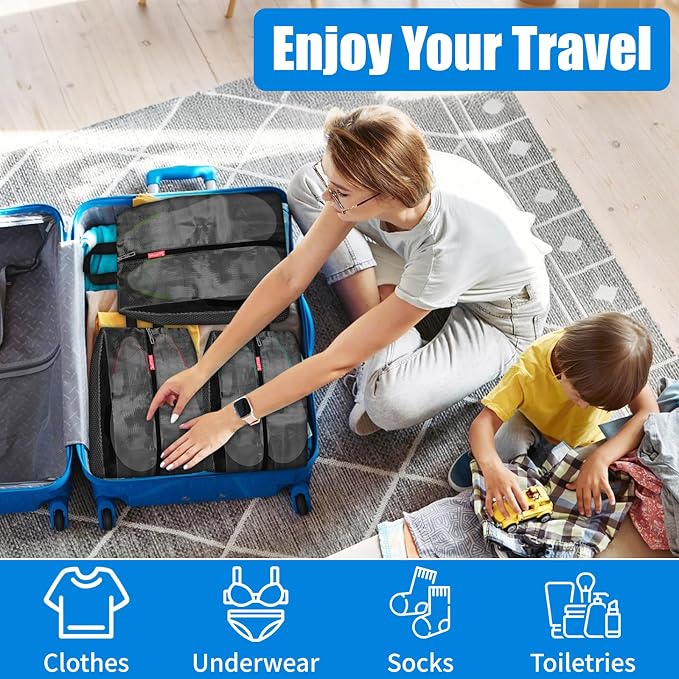 SelfTek Travel Shoe Bags, 3 Pack 3 Size Waterproof Shoe Bags for Travel with Double-Sided Zippers, Portable Shoe Storage Organizer for packing for Men, Women & Kids - Ideal Family Travel Accessories - Image 3