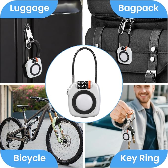 3-Digit Combination Holder Lock Compatible with Apple AirTag, Steel Cable – Alloy Body Ultra Durable Secure Anti-Theft for Luggage, Backpack, Bags, Suitcase, Gym Locker, Travel Safe (White) - Image 7