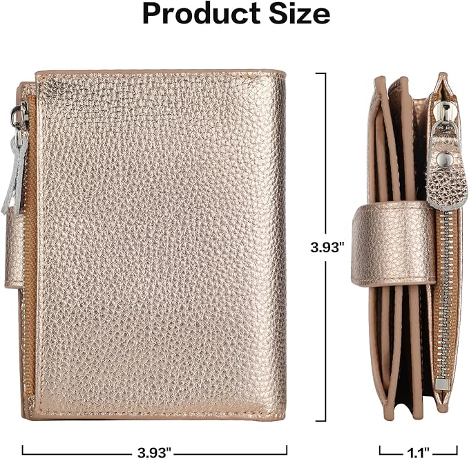 Small Compact Women Wallet RFID Blocking Genuine Leather Bifold Purse with ID Windows - Image 5