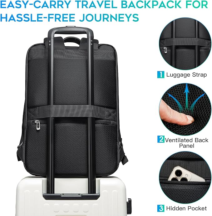 BANGE Anti-Theft Backpack with USB Charging Port 17.3 Inch Business Laptop Backpack - Image 5