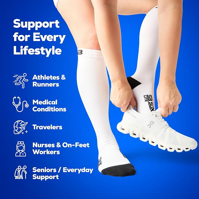 SB SOX Compression Socks for Men & Women (15-20mmHg) | Best Compression Socks for Flying, Medical, Sports, Wide Calf Fit, Pregnancy, and Daily Wear - Image 4