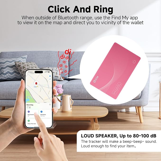 2026 [Apple MFi Certified] (iOS Only) Wallet Tracker Card, Rechargeable Thin Finder, Works with Apple Find My (iOS Only), Item Locator for Luggage Tags, Passports, Phone (Pink, 1) - Image 4