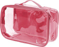 Small Clear Travel Packing Cube/See Through PVC Plastic Pouch for Carry On Suitcase, Backpack or Diaper Bag/Transparent Multipurpose Accessories, Makeup & Underwear Organizer w/Handle (Burgundy) by EzPacking