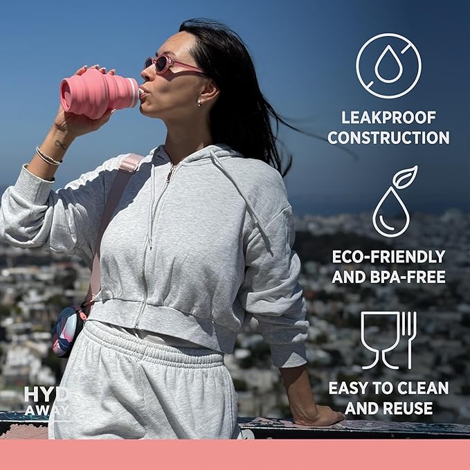 HYDAWAY 17oz Collapsible Water Bottle, Packable Leakproof for Travel | Travel-first design. Fold flat to 1.5 in for carry-ons, purses, seatbacks. Leakproof, BPA-free, dishwasher safe. - Image 3