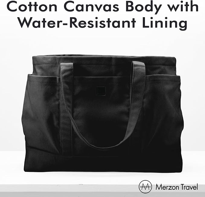 Lisa Tote | 35L | TOTE-136 Black | Everyday Utility, Versatile Gym, Beach & Market Bag, Daily Carry, Sturdy Cotton Canvas, Fits Under Airline Seat, TSA Friendly - Image 6