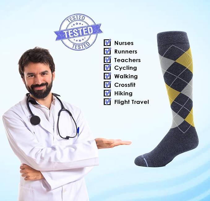Dr. Motion 4 Pairs Men's Athletic Traveler Graduated Compression Knee High Socks - Image 6