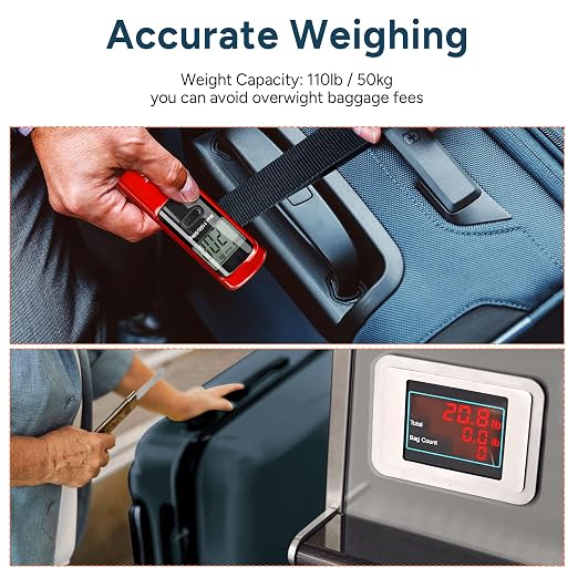 travel inspira Battery-Free Luggage Scale 110lb/50kg Digital Portable | Battery-free luggage scale, pump to power, 110lb/50kg, ±50g, lb/kg switch, tare, overload alert, travel essential - Image 7