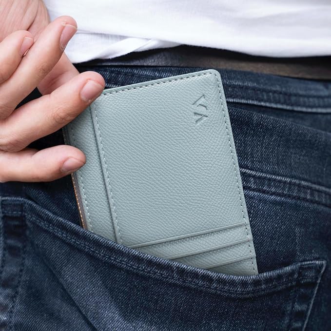Valentoria Slim RFID Blocking Card Holder Small Pocket Wallet Keychian Zipper Coin Purse Mini Cash & Coin & Cards Case for Women Men | Slim - Image 5
