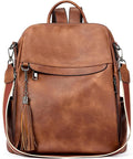 Telena Backpack Purse for Women, PU Leather Anti Theft Travel Purse Shoulder Bags with Tassel by Telena