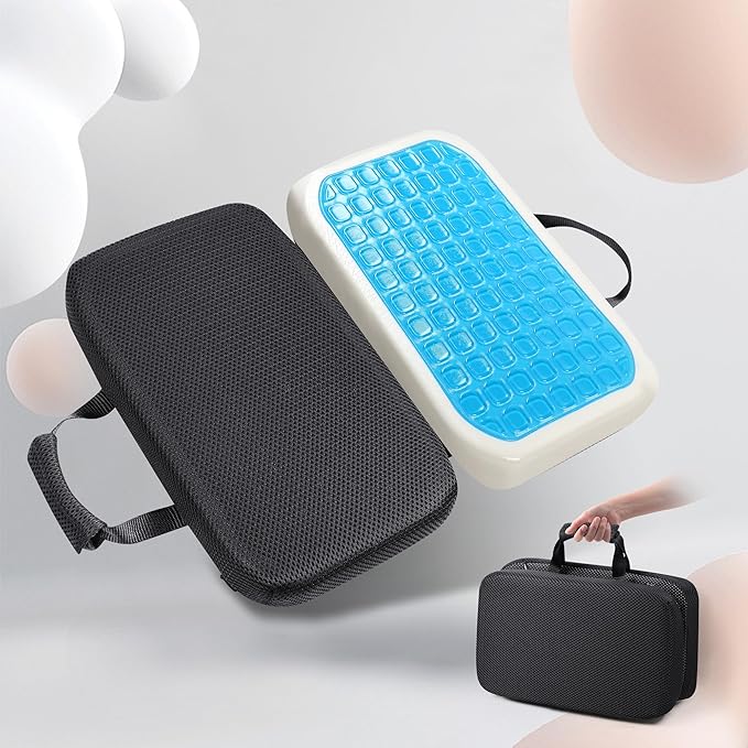 High-Density Slow-Rebound Gel Memory Foam Seat Cushion（16"x14"x1.8"） | Soft，Breathable，Foldable，Detachable Adjustable Velcro，Non-Slip，Ideal for Airplane Stadium Bench Trave Wheelchair Long Sitting by SCOMEE