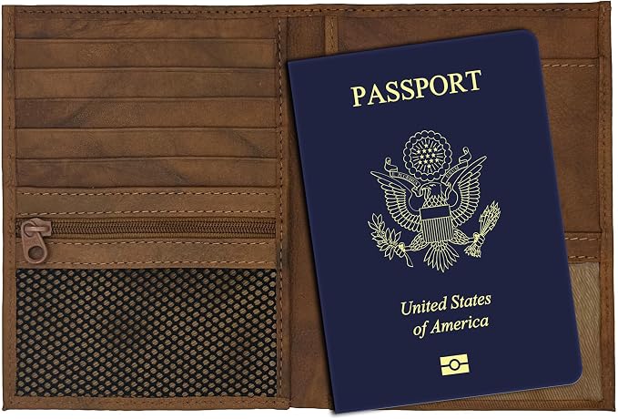 Antique Saddle RFID Genuine Leather Passport Wallet by 123CheapChecks