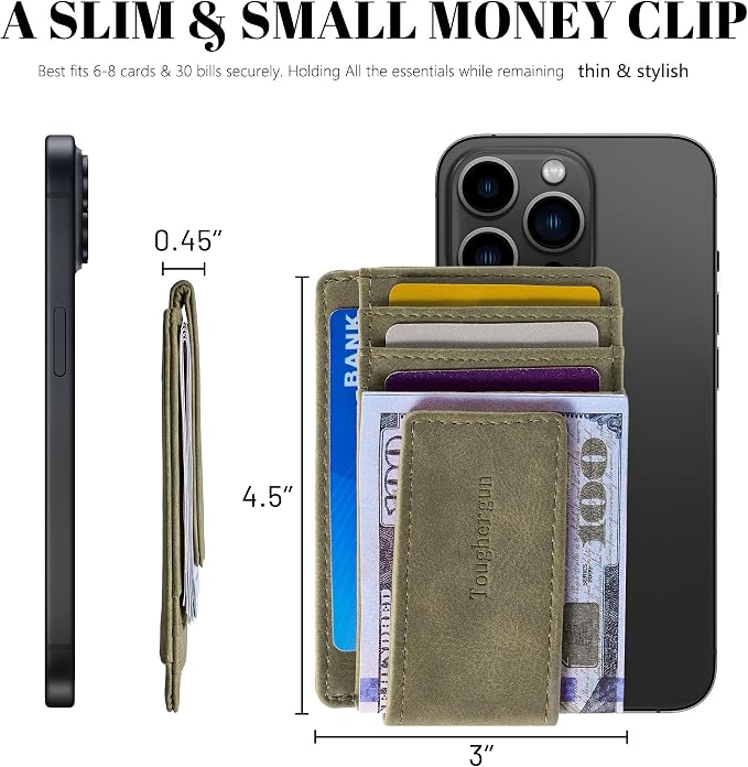 Toughergun Slim Wallet for Men RFID Blocking Money Clip, Minimalist Front Pocket Credit Card Holder, Magnetic Thin Mens Wallets with ID Window - Image 7
