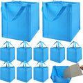 NERUB Set of 10 Reusable Grocery Bags Heavy Duty Shopping Bags Large Grocery Totes with Reinforced Bottom Super Sturdy Handles Washable, Blue by NERUB