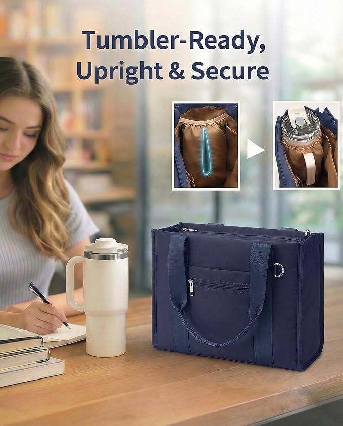 Work Tote Bag for Women, Lightweight Puffer Tote Crossbody with Zipper | Travel Utility Tote Multi-Pocket, RFID Pocket, Large Capacity, Luggage Sleeve, Shoulder Bag for Office, Daily, Gym, Teacher - Image 4