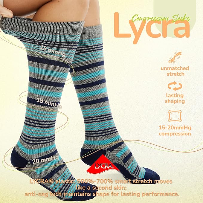 Merino Wool Compression Socks for Women Men 15-20 mmHg for flying | Soft & Breathable for Travel, Running - Image 5