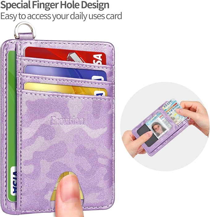 Slim Minimalist Front Pocket Wallet, RFID Blocking Credit Card Holder Wallet with Detachable D-Shackle for Men Women - Image 6
