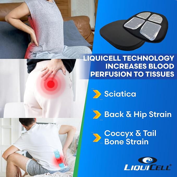 Original Seat Cushion with LiquiCell Technology – Tailbone, Sciatica, Hip & Lower Back Pain Relief – Car Seat Cushion, Office Chair, Truck, Travel, Home – 18"x17"x2" - Image 4