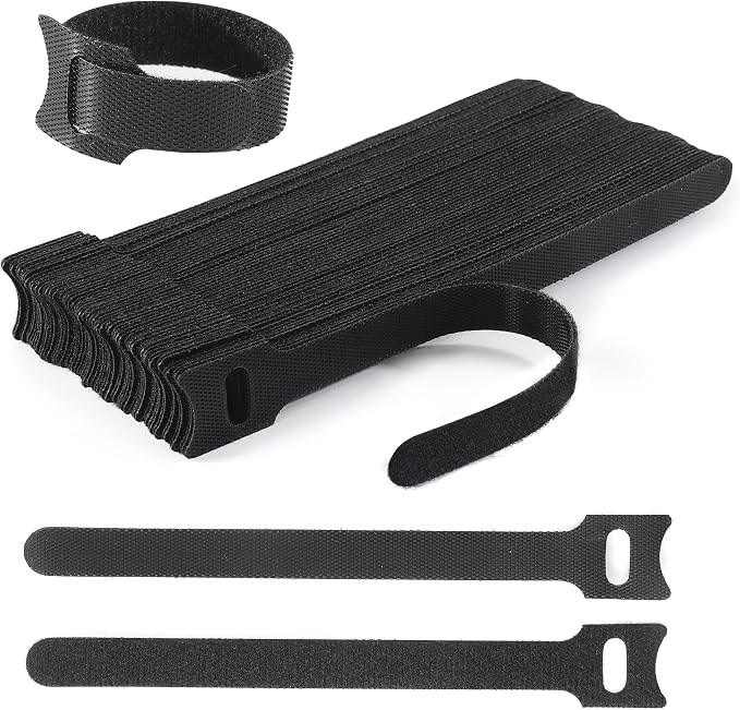 Nettbe Reusable Cable Ties, 60 PCS 8 Inches Adjustable Cord Straps Wire Organizer Cord Wrap and Hook Loop Cable Management by Nettbe