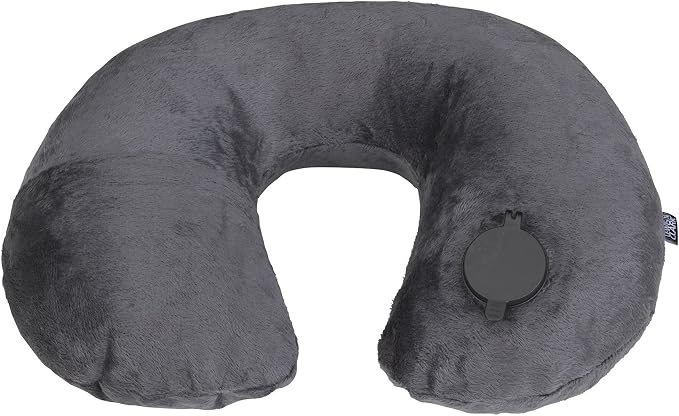 Lewis N Clark Compact Portable Adjustable and Inflatable Cervical Neck Pillow for Travel, Gray by LewisNClark