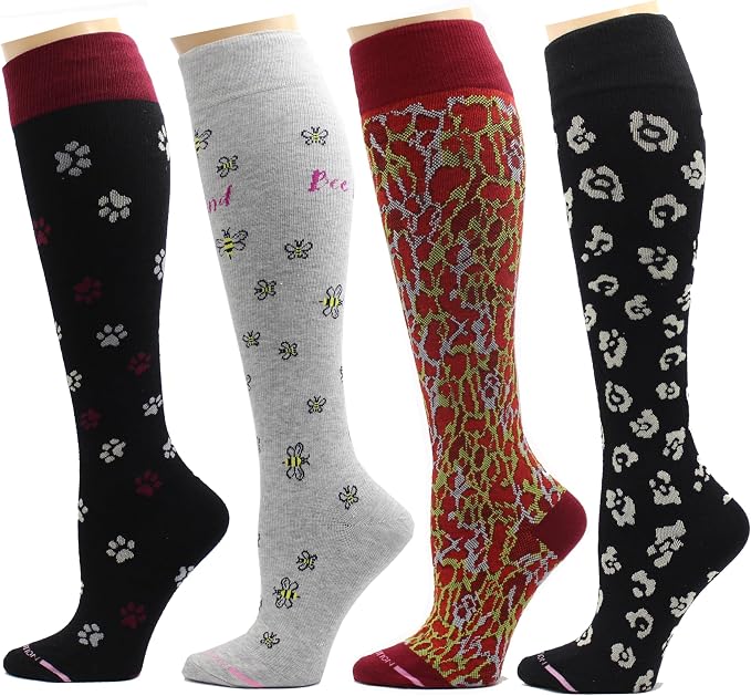 Dr. Motion 4 Pairs Therapeutic Graduated Compression Women's Knee-hi Socks by Dr.+Motion