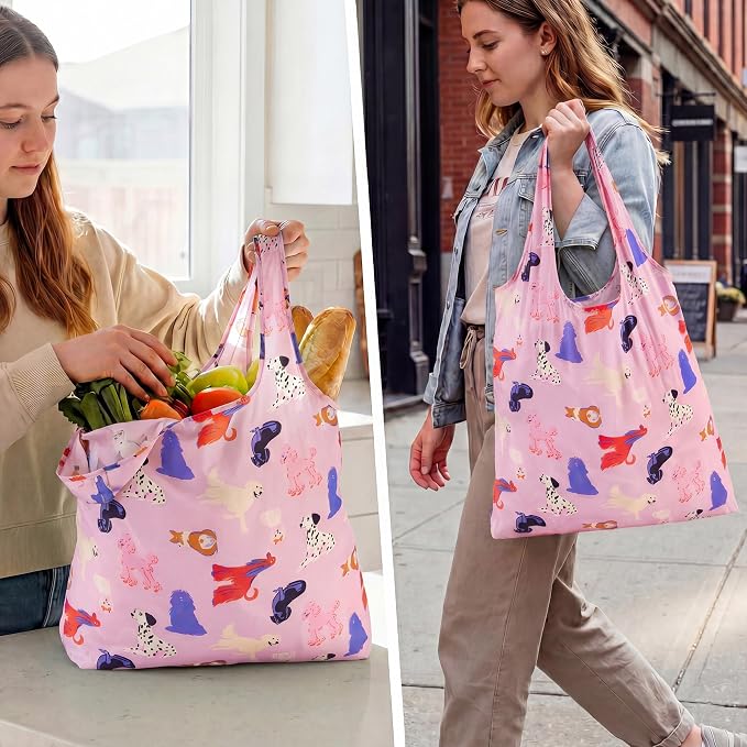 Stelle Lightweight Reusable Grocery Bag with Handles Ripstop Nylon Foldable Tote Shopping Bags for Travel and Groceries - Image 2