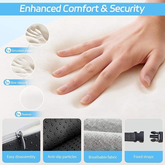 Truck Driver Seat Cushion, Memory Foam L-Shaped Ergonomic Cushion for Office Chairs, Comfort & Support for Long Sitting - Image 6