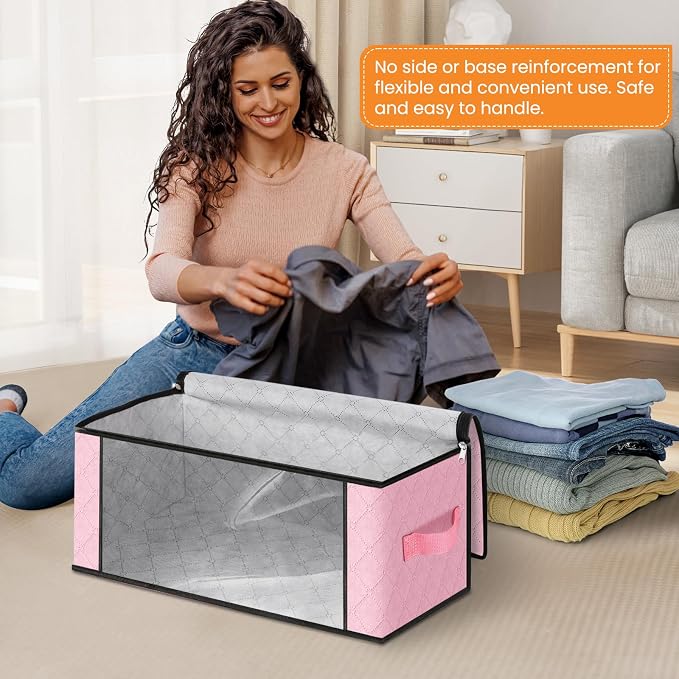 35L Closet Organizers, Foldable Under Bed Storage Containers | Storage Bags with Zippers,Window and Handles for Organizing Bedroom, Closet, Clothing,Organization with Handle - Image 3