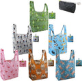 BeeGreen Animals Lover Gifts for Women Animals Reusable Grocery Bags Shopping Bags Bulk 6 Pack 50LBS X-Large Foldable Hedehog Cats Dogs Frog by BeeGreen