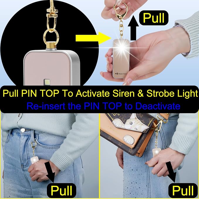 Ultrathin Personal Alarm Rainproof Ultra-Lightweight (0.8 oz) Bulky-Free Keychain Siren for Women, Students Safety. SOS Emergency 130db Hiking Alert Strobe Light. Replaceable Battery. Rose Gold - Image 8