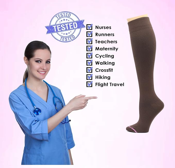 Dr. Motion 3 Pairs Therapeutic Graduated Compression Women's Knee-hi Socks - Image 4