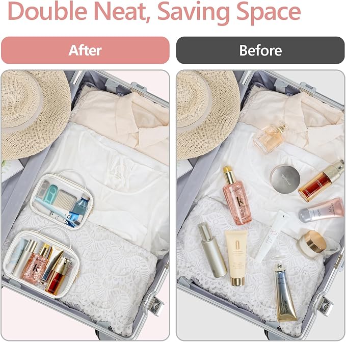 Clear Makeup Bag Foldable - TSA Approved Toiletry Bag for Travel | Metal Zipper, Reinforced Seam, Water Resistant, Medium for Carry-on, Large for Checked Luggage, for Car Storage Organizer - Image 9