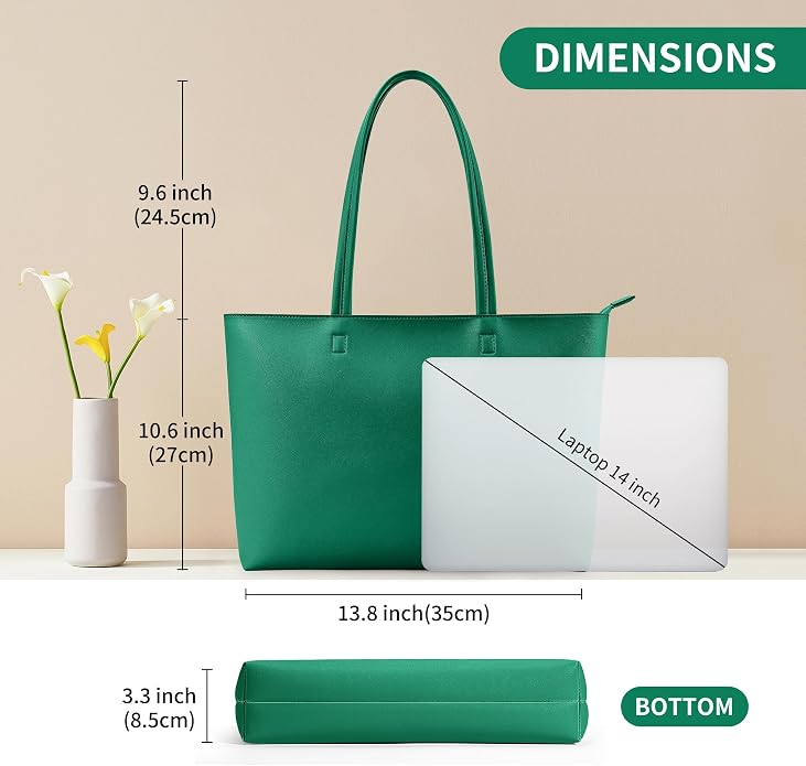 KALIDI Tote Bag Zipper Shoulder Bag Vegan Leather Purses Satchel for Women | Large Casual Handbag for Work Commuting Dating College Everyday - Image 5