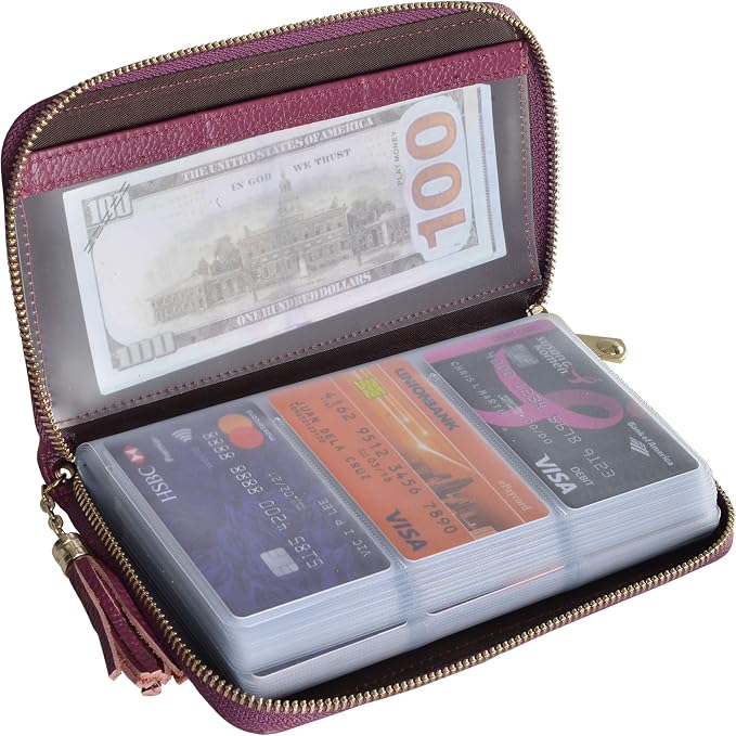 Easyoulife Credit Card Holder Wallet Womens Zipper Leather Case Purse RFID Blocking by Easyoulife