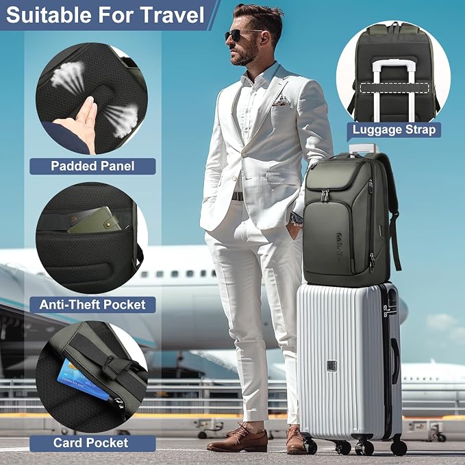 hk Business Smart Backpack for Men Anti-Theft for 17.3 Inch Laptop | with USB Charging Port Water-Resistant Large Durable Compact 30L for Travel College Work - Image 3