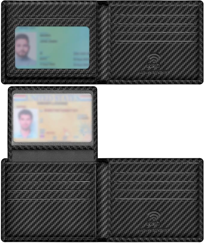 Travelambo Genuine Leather Wallet for Men with Gift Box - Handmade Bifold Stylish - Mens Wallets Rfid Blocking with 2 ID Windows by Travelambo