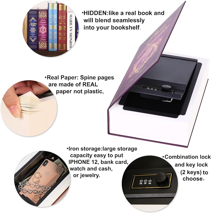 Pride and Prejudice Book Safe with Real Pages, Combination Lock Secret Box | Hidden safe box and hollow storage compartment for cash money. Decorative book box stash case for passport savings. - Image 5