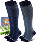 Bamboo Viscose Compression Socks for Women Men | 2 Pairs 15-20mmHg Cute Breathable Graduated Knee High Compression Socks for Nurse Pregnancy Travel by Lalapapa
