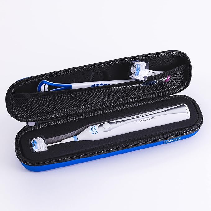 Sonic Toothbrush Travel Case, BLUE | Portable, Breathable & Hard Protection for Traveling, Camping, Office or Purse, Mesh Pocket for Accessories - Image 2