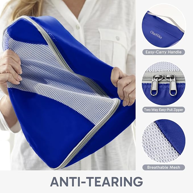 ALL INCLUDED 10 Set Durable Packing Cubes for Suitcases,OlarHike Essentials for Travel, UPGRADED Anti-Tear Stitching, NEW Improved Luggage Packing Organizers for Travel Accessories (Klein Blue) - Image 6