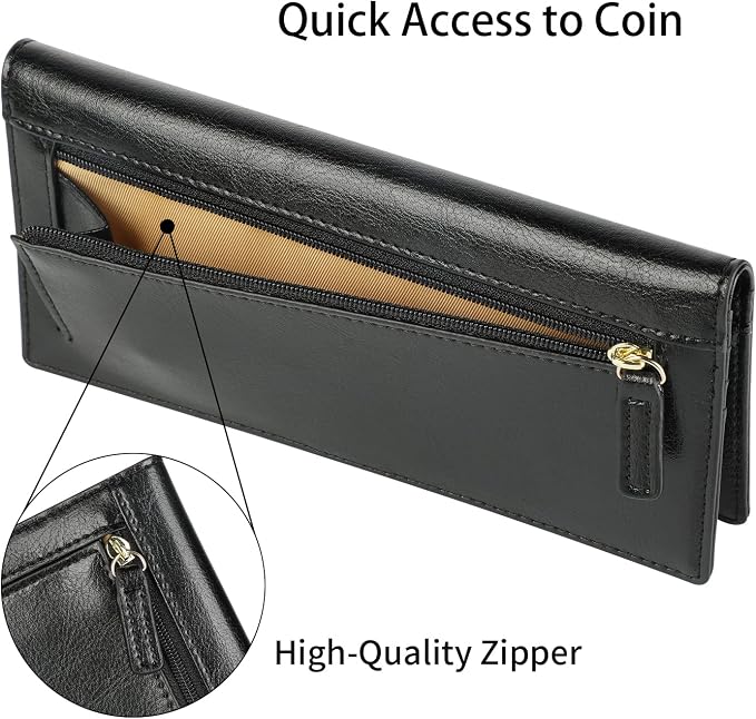 Ultra Slim Thin Leather Women Wallet RFID Blocking Credit Card Holder Bifold Long Ladies Billfold - Image 6