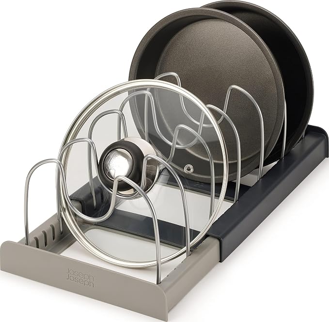 Joseph Joseph DrawerStore Expanding Cookware Organizer, Space saving storage for pan lids, baking trays - Grey by Unknown