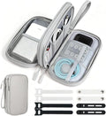 Travel Electronics Organizer, Double Layer Cable Bag, Light Gray | Anti-tangle 8 compartments for 3ft+ cords. Water-resistant Oxford fabric with padded lining. Includes 8 cable ties. by Woyinger