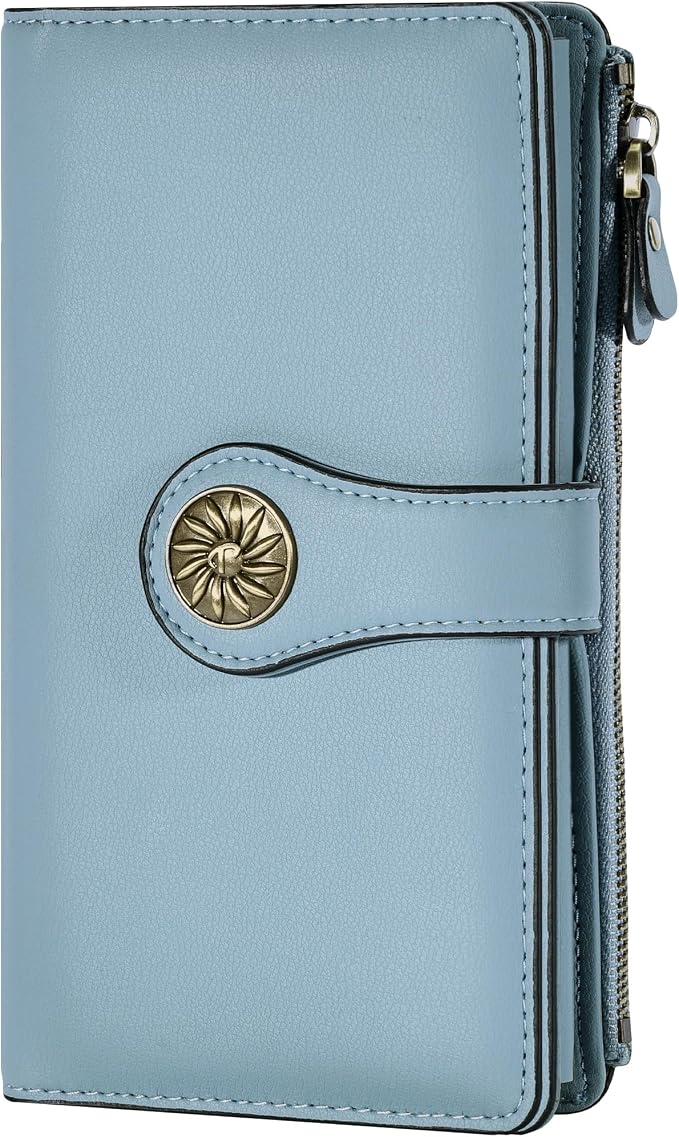 Travelambo Women's Wallet RFID Blocking Trifold Clutch Large Capacity Credit Card Holder Travel Purse by Travelambo
