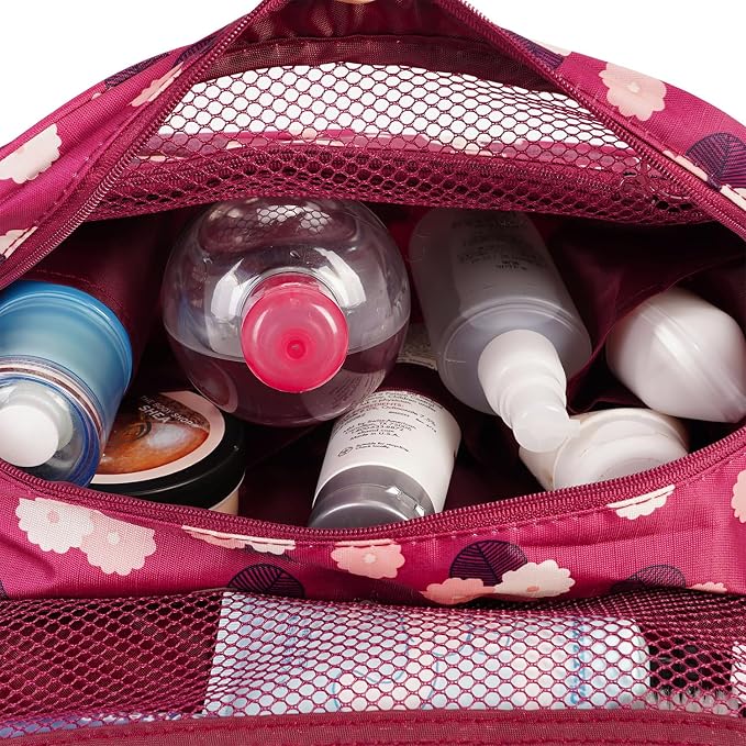 Narwey Small Hanging Travel Toiletry Bag for Women, Travel Bag for Toiletries, Makeup Bag Organizer Make Up Bags Cosmetic Bags for Girls - Image 3